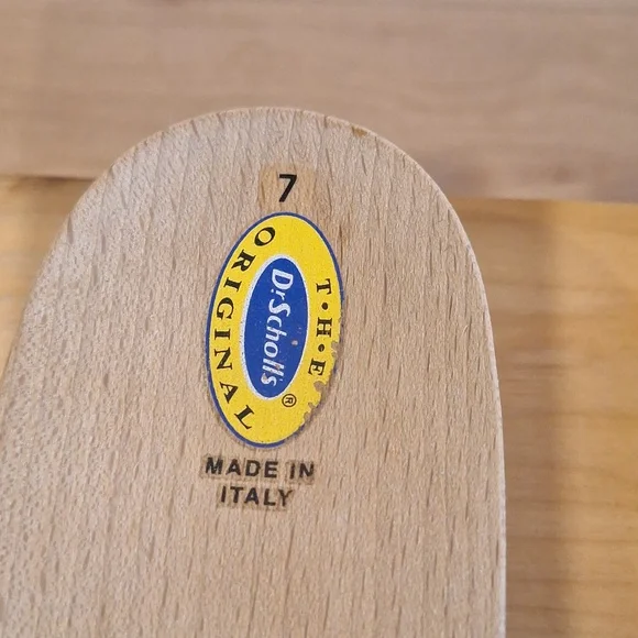 Nearly new vtg Dr Scholls original Black Leather Wood sz 7 - Picture 10 of 12